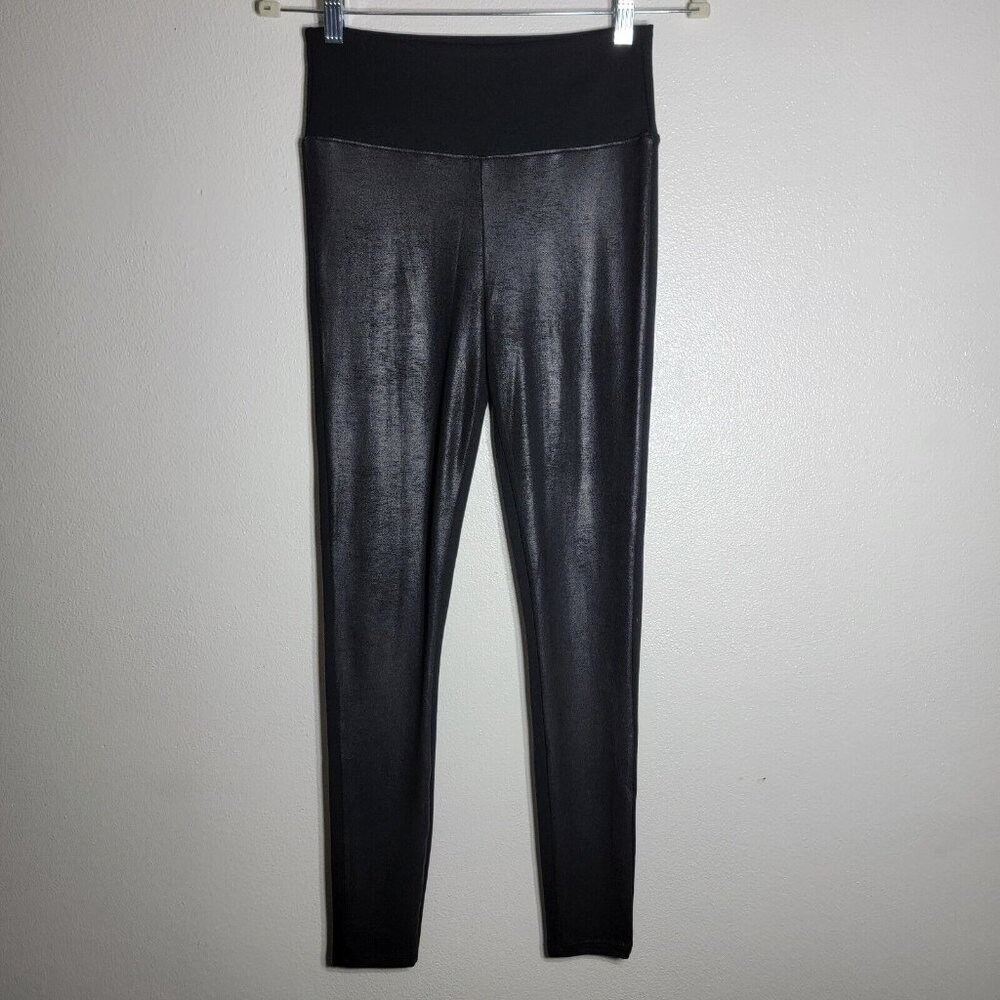 Spanx Assets Faux Leather Front Leggings Medium High Rise‎ Compression Pants